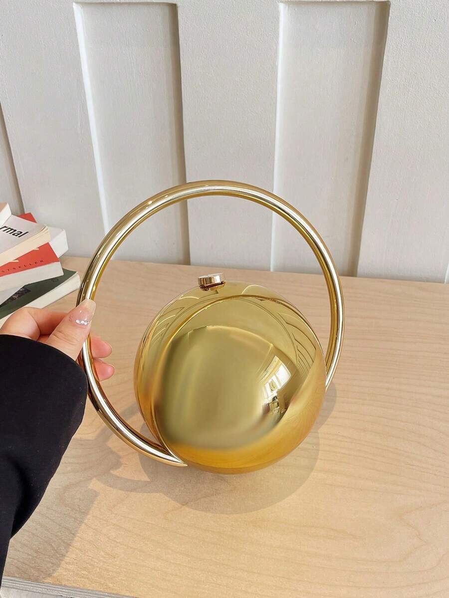 Ženska večernja torba za ruku sa kuglastom ručkom, jednobojna