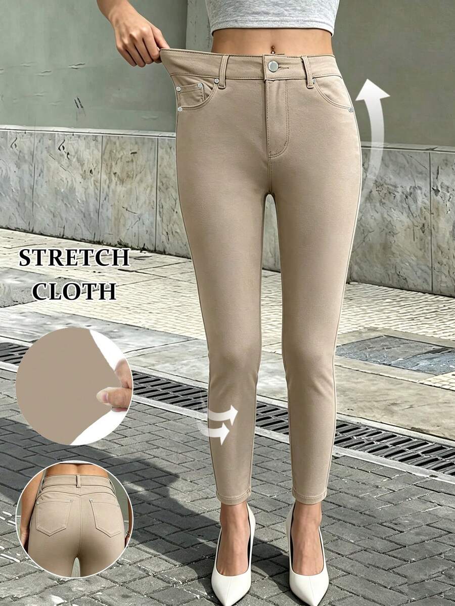 Ženske joger pantalone uskog kroja sa elastičnim manžetnama, joga sportske pantalone do gležnja, uske sa efektom podizanja zadnjice i kontrolom stomaka, poslovno-ležerni seksi stil, jesen/zima
