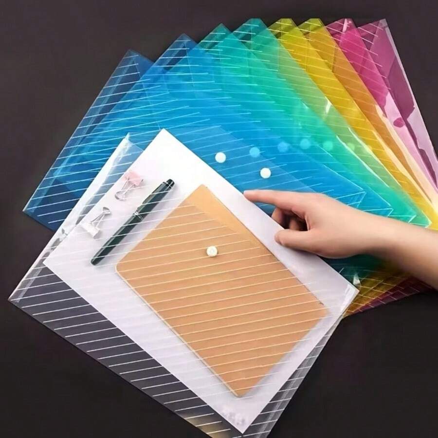 10 komada  šareni providni preklopni folder za dokumente, za A4 format