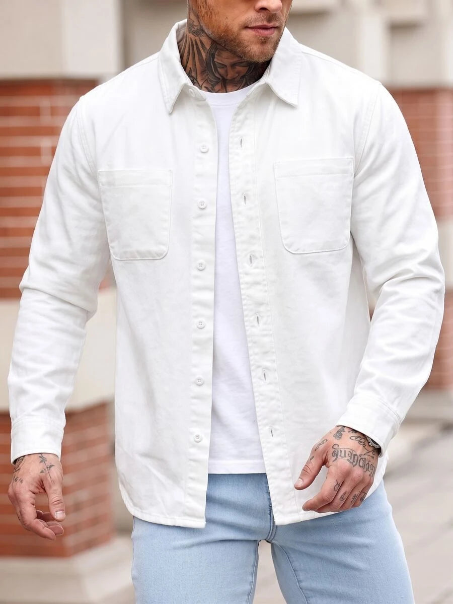 Muška ležerna streetwear teksas košulja dugih rukava