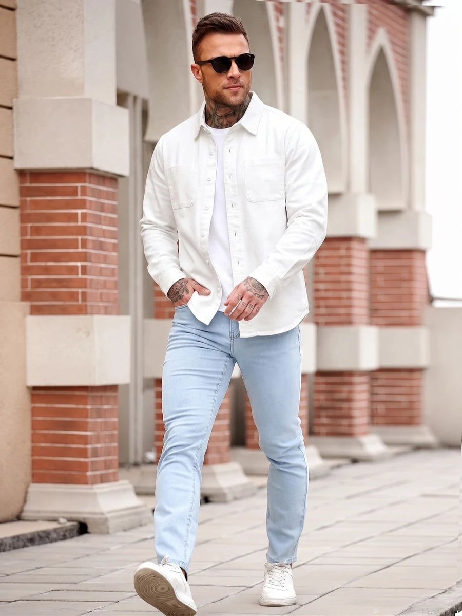 Muška ležerna streetwear teksas košulja dugih rukava