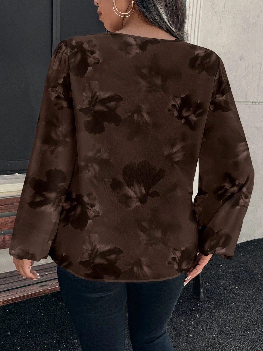 Ženska bluza plus size, elegantna, sa ombre leopard printom, puni dezen