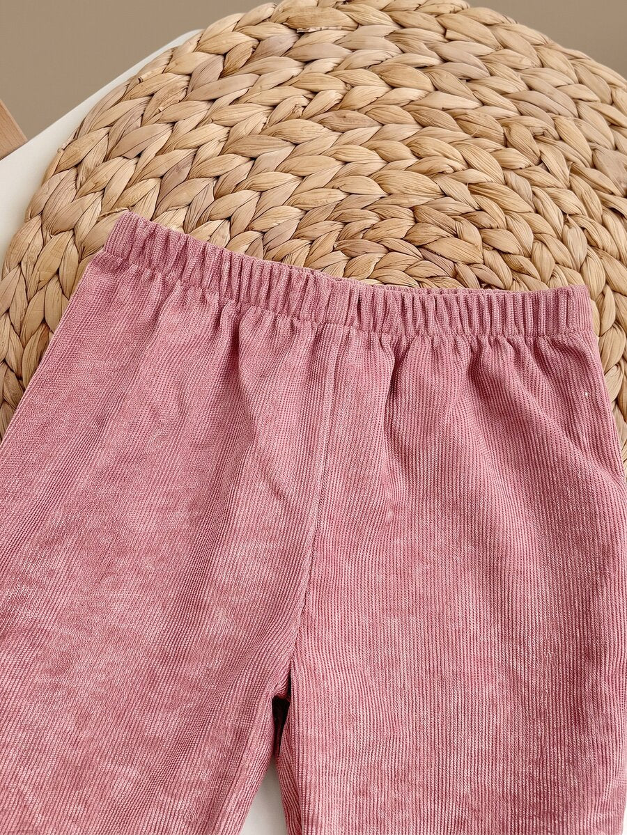 Set za devojčice od 2 komada: pleteni ležerni duks sa okruglim izrezom i slatkim crtanim uzorkom životinja i duge pantalone