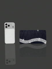 Elegantna ženska kluč torba sa kristalima, pliširana