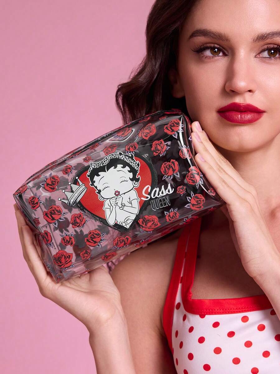 Betty Boop 1 kom set lagane kozmetičke torbe od poliesterskih vlakana sa štampanim crtanim uzorkom
