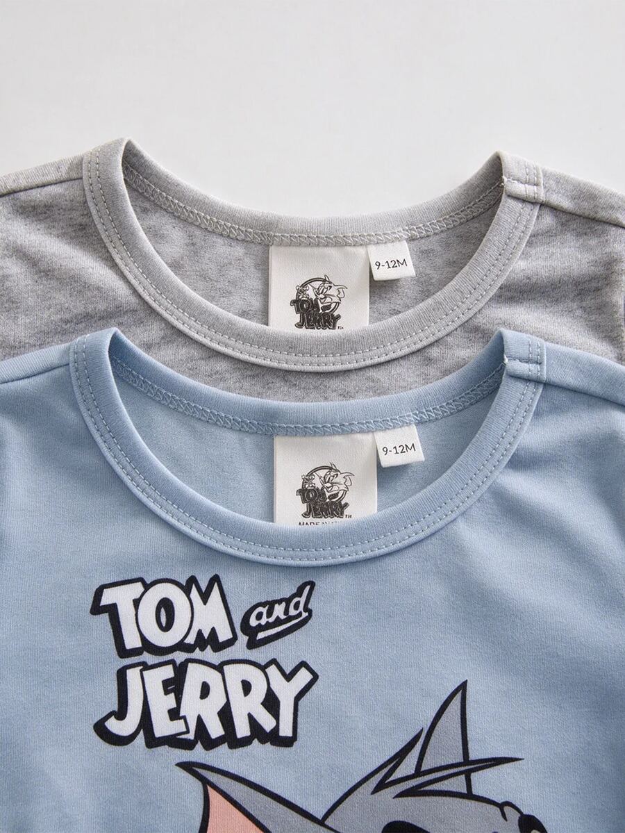 TOM & JERRY 2 komada ležerni bodi za bebe sa slatkim crtanim slovima i grafikom, dugih rukava