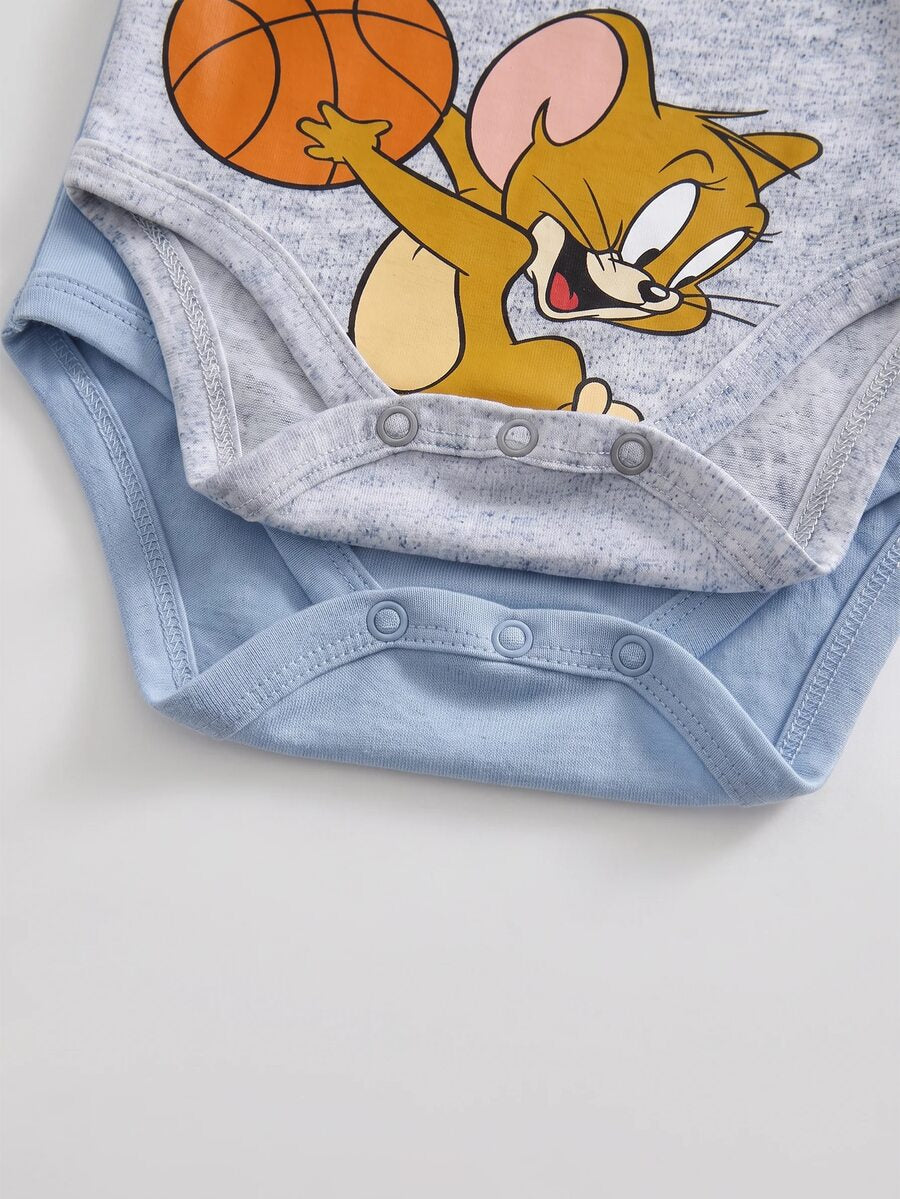 TOM & JERRY 2 komada ležerni bodi za bebe sa slatkim crtanim slovima i grafikom, dugih rukava