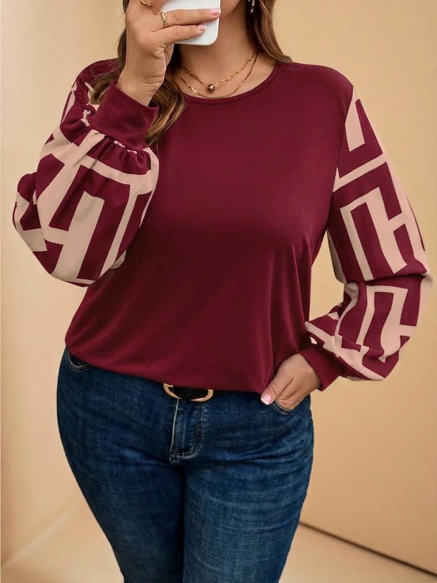 Ženska providna mrežasta bluza sa lantern rukavima, plus size
