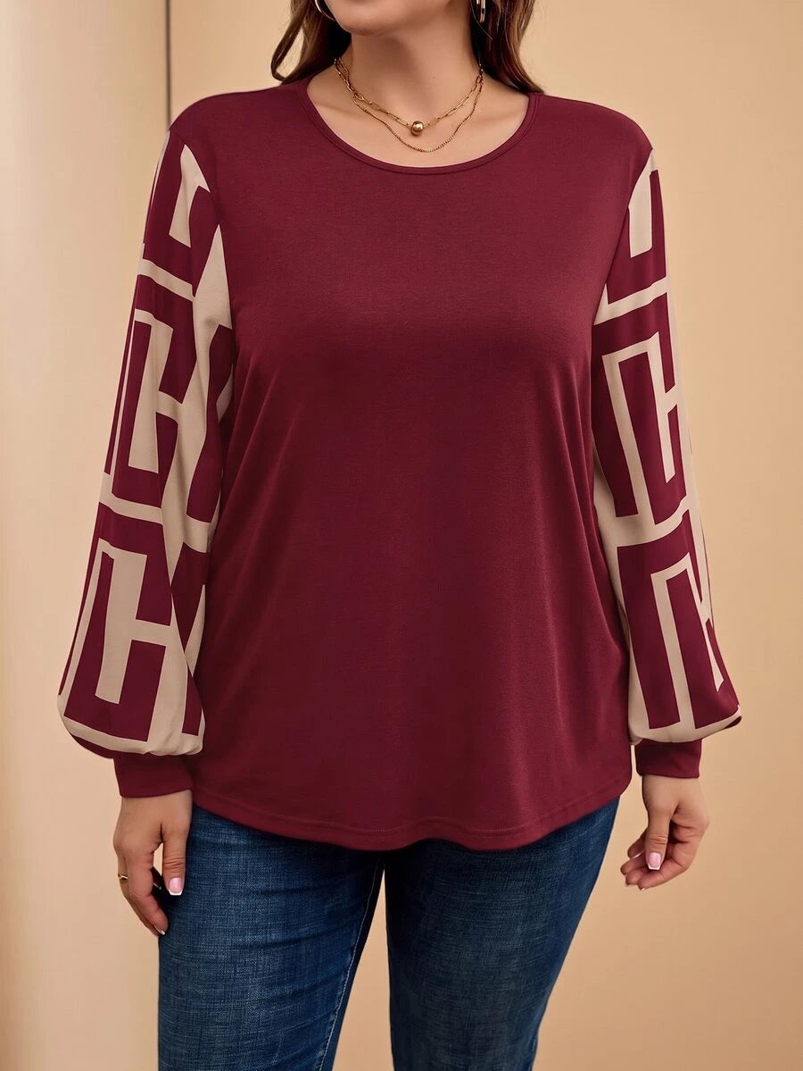 Ženska providna mrežasta bluza sa lantern rukavima, plus size