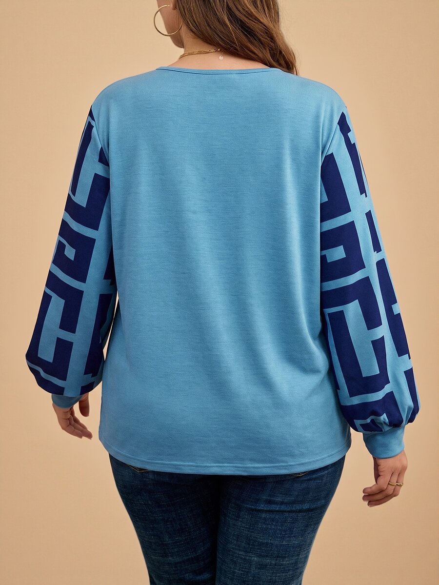 Ženska providna mrežasta bluza sa lantern rukavima, plus size