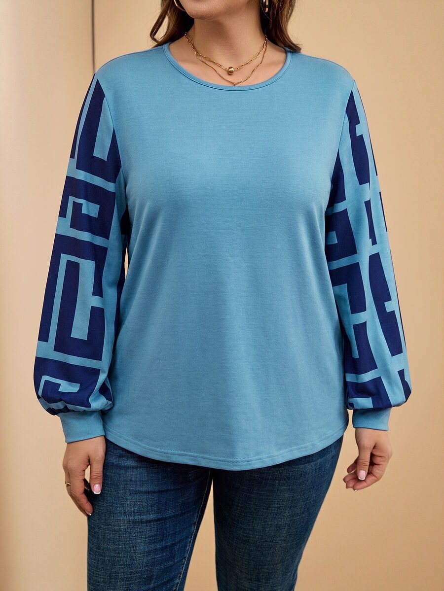 Ženska providna mrežasta bluza sa lantern rukavima, plus size