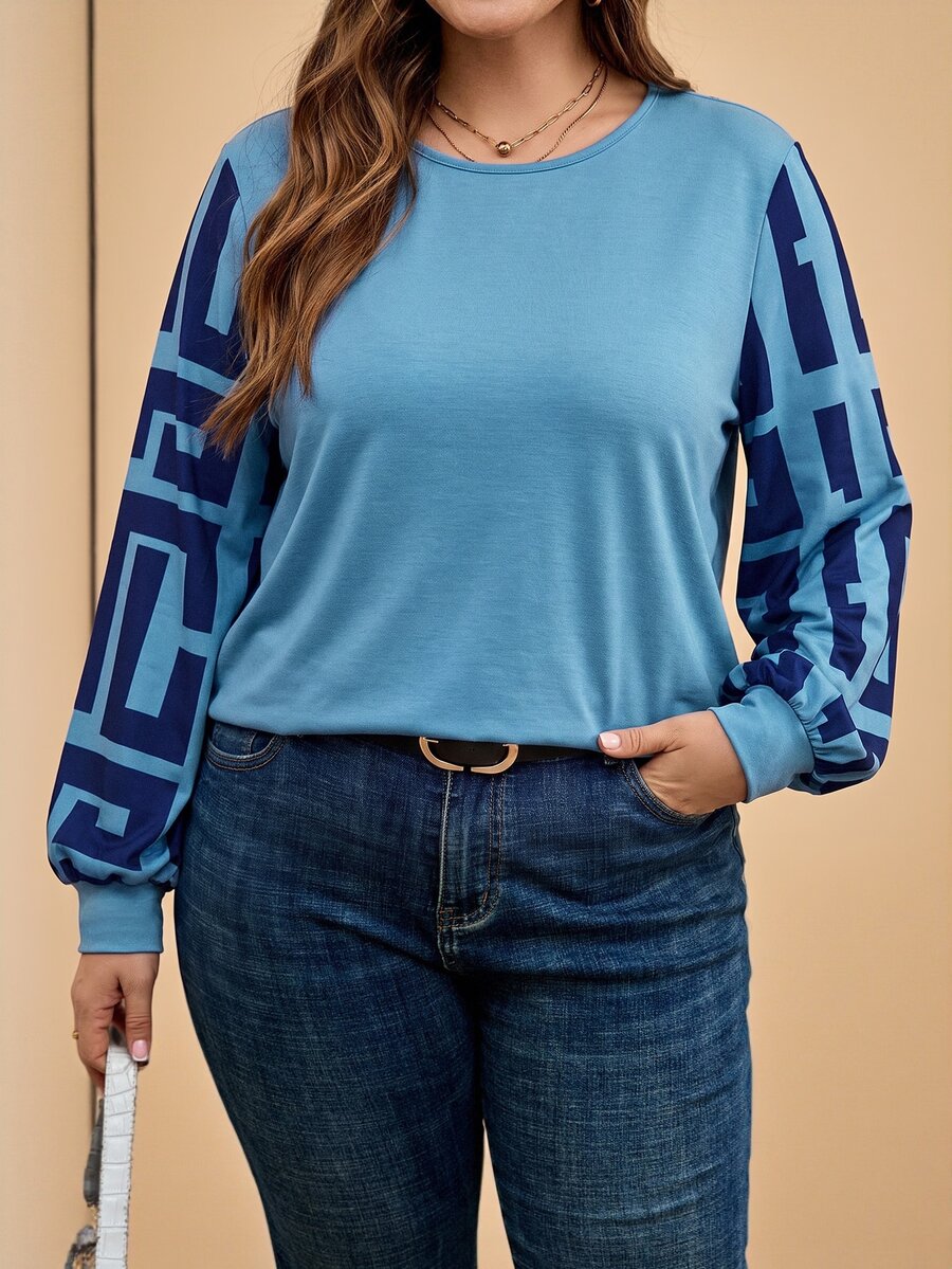 Ženska providna mrežasta bluza sa lantern rukavima, plus size