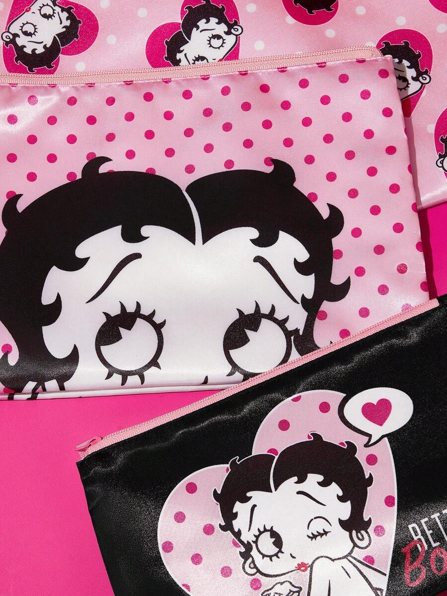 Betty Boop 1 kom set lagane kozmetičke torbe od poliesterskih vlakana sa štampanim crtanim uzorkom