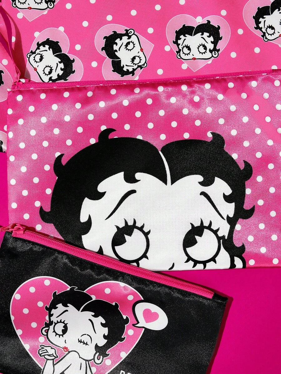 Betty Boop 1 kom set lagane kozmetičke torbe od poliesterskih vlakana sa štampanim crtanim uzorkom