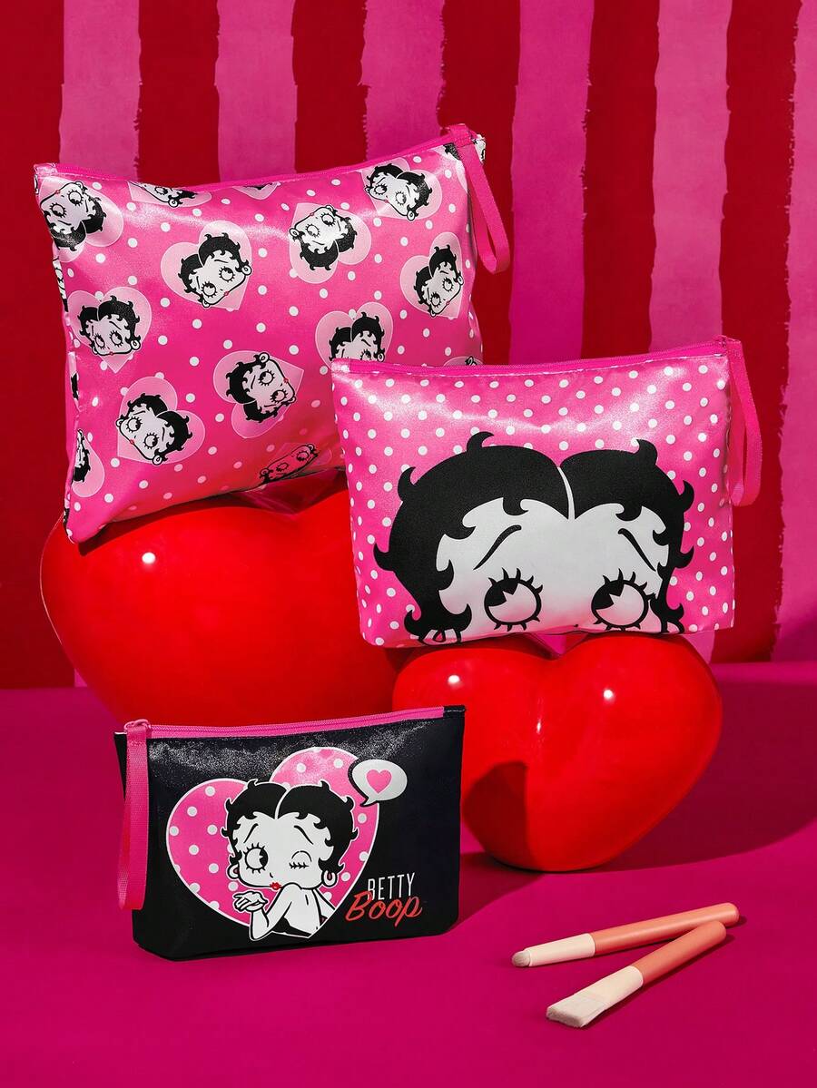 Betty Boop 1 kom set lagane kozmetičke torbe od poliesterskih vlakana sa štampanim crtanim uzorkom
