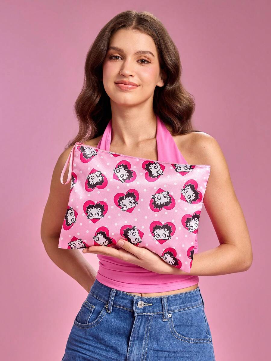 Betty Boop 1 kom set lagane kozmetičke torbe od poliesterskih vlakana sa štampanim crtanim uzorkom