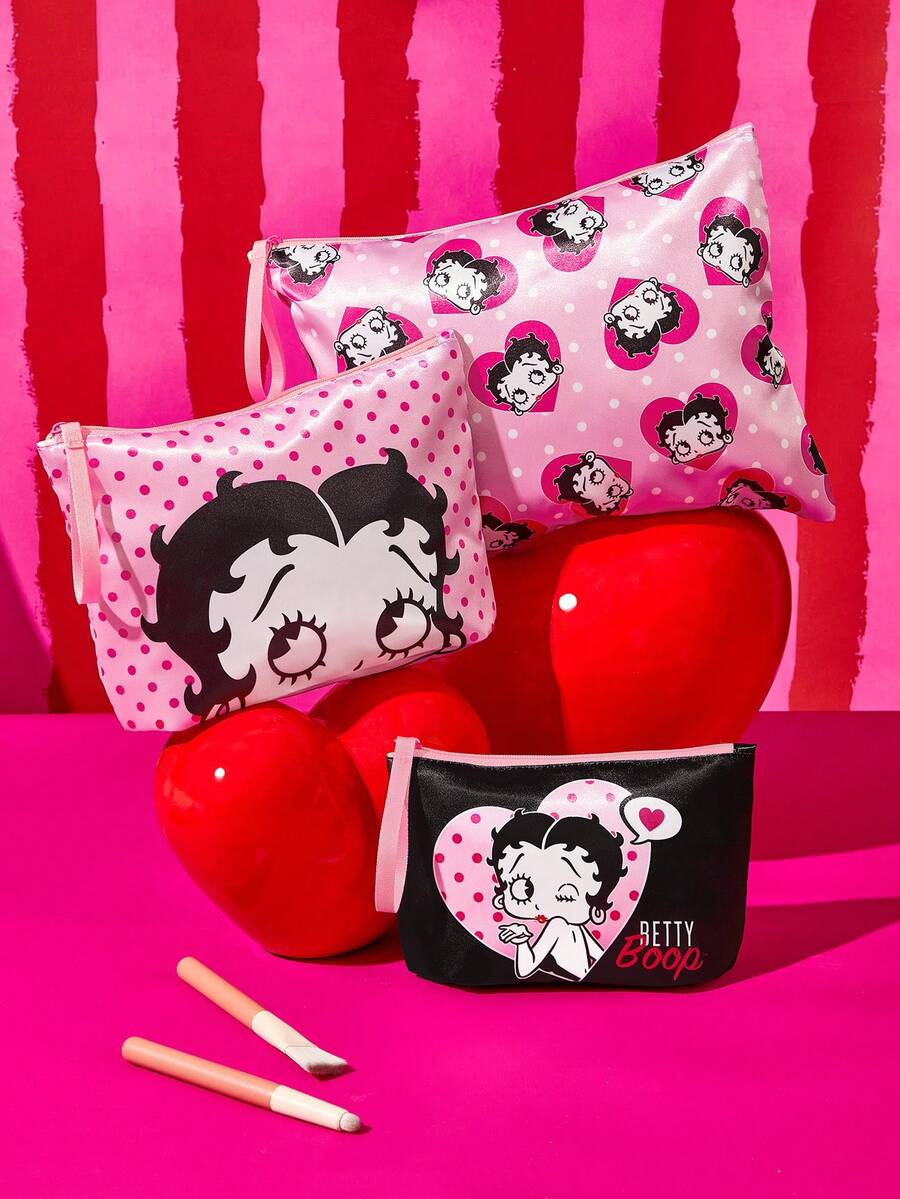 Betty Boop 1 kom set lagane kozmetičke torbe od poliesterskih vlakana sa štampanim crtanim uzorkom
