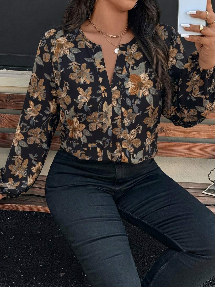 Ženska bluza plus size, elegantna, sa ombre leopard printom, puni dezen
