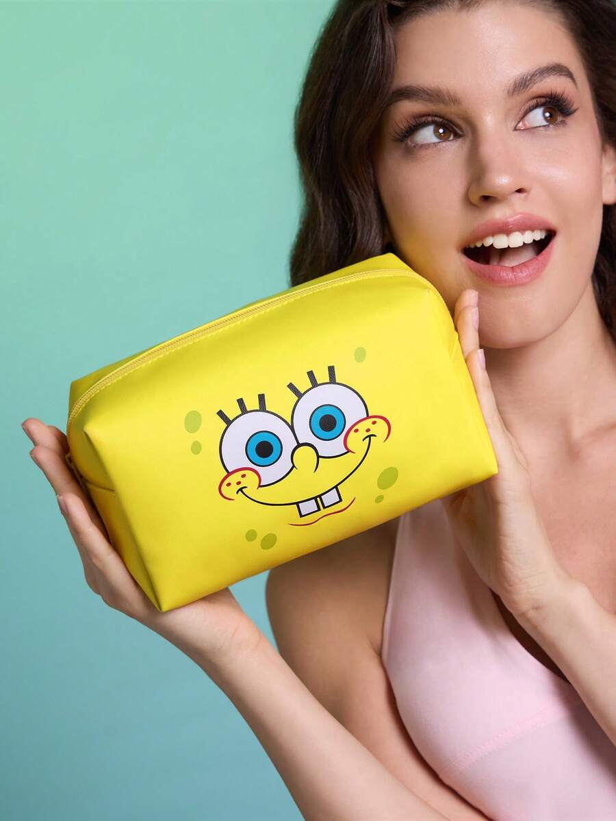 SpongeBob SquarePants  lagana PVC torbica za šminku sa printom crtanog lika i šljokicama