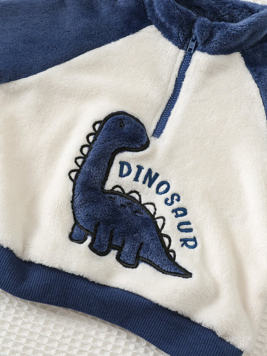 Set od 2 komada za bebe dečaka sa crtanom dinosaurus grafikom i kapuljačom