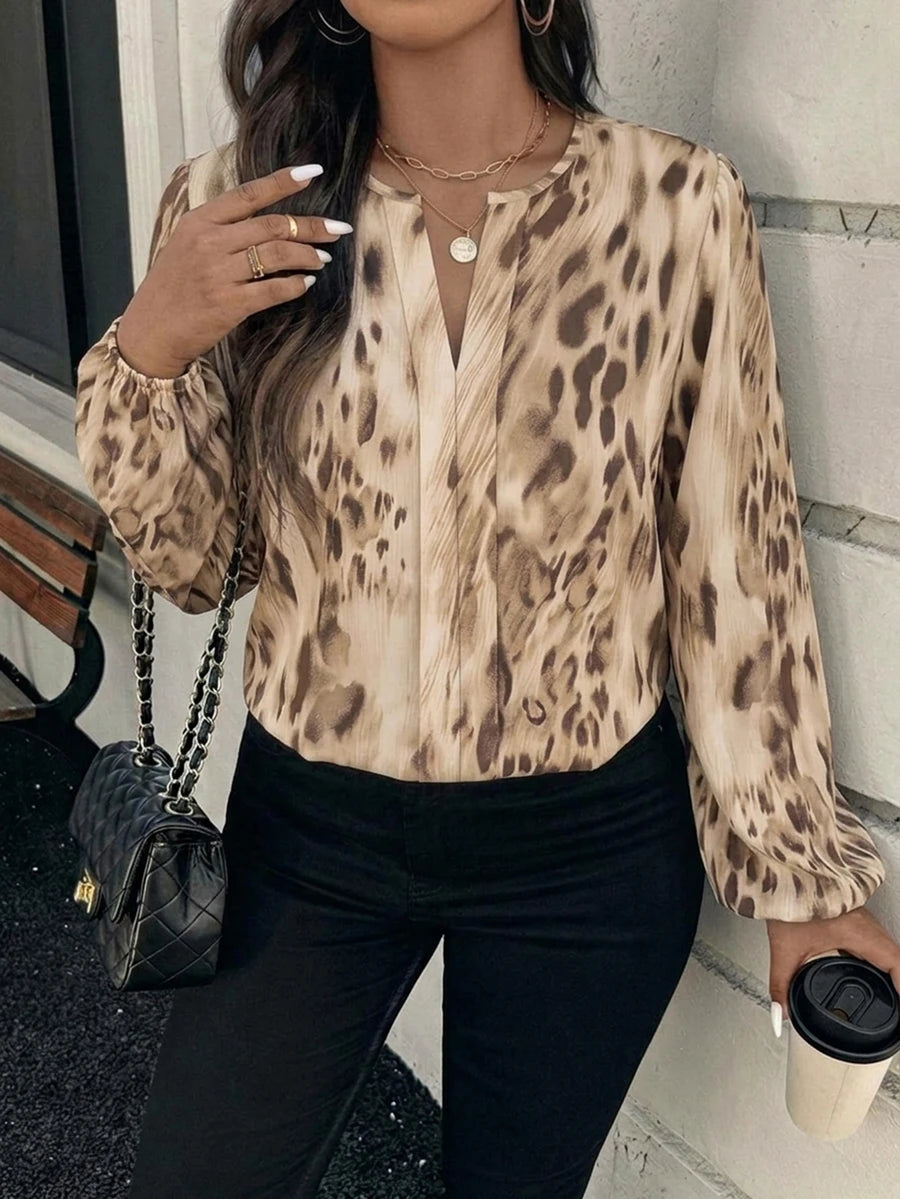 Ženska bluza plus size, elegantna, sa ombre leopard printom, puni dezen