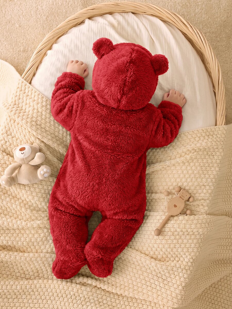 Pufnasti kombinezon sa kapuljačom i stopalima za bebe