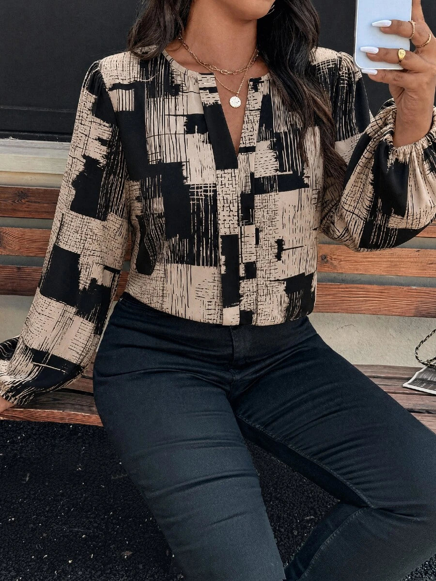 Ženska bluza plus size, elegantna, sa ombre leopard printom, puni dezen