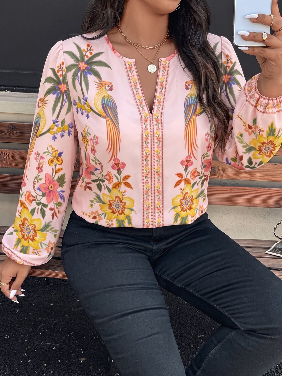 Ženska bluza plus size, elegantna, sa ombre leopard printom, puni dezen