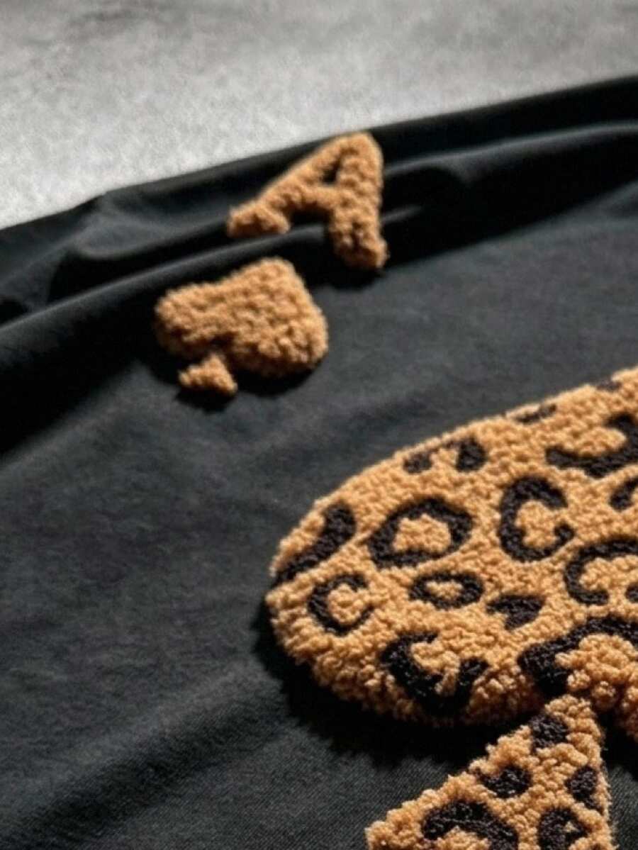 EMRG Muška i ženska majica boxy kroja sa 3D vezom, srcem, puzzle i Ace