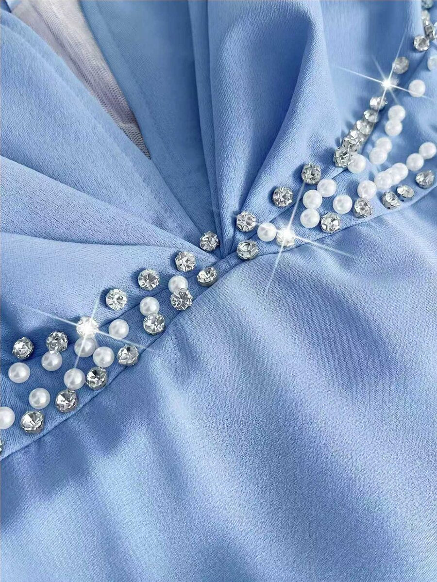 Elegantna romantična lepršava haljina za žene plus size sa V-izrezom