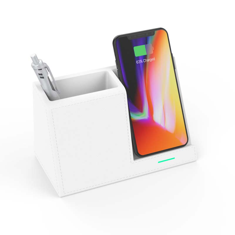Kožni držač za olovke sa bežičnim punjačem za mobilni
