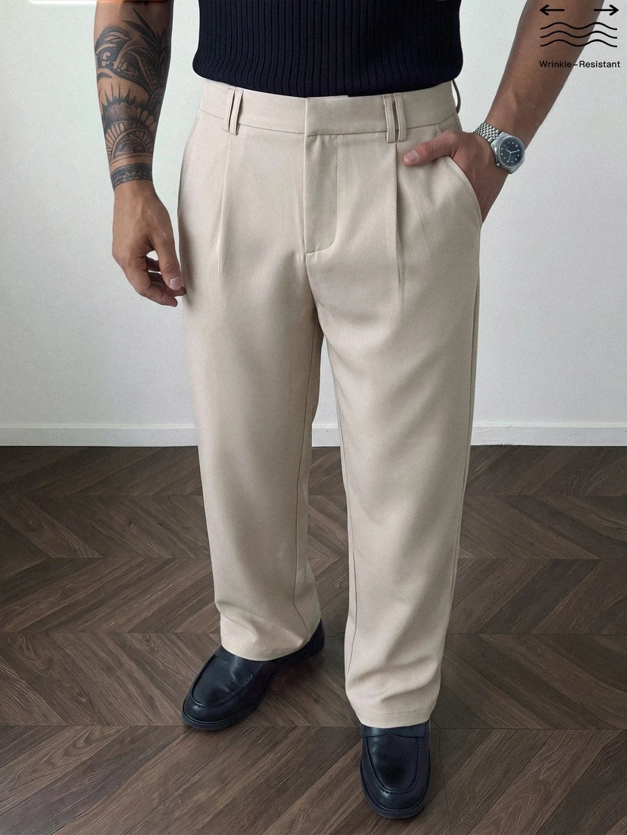 Muške ležerne pantalone za posao jednobojne sa kosim džepovima