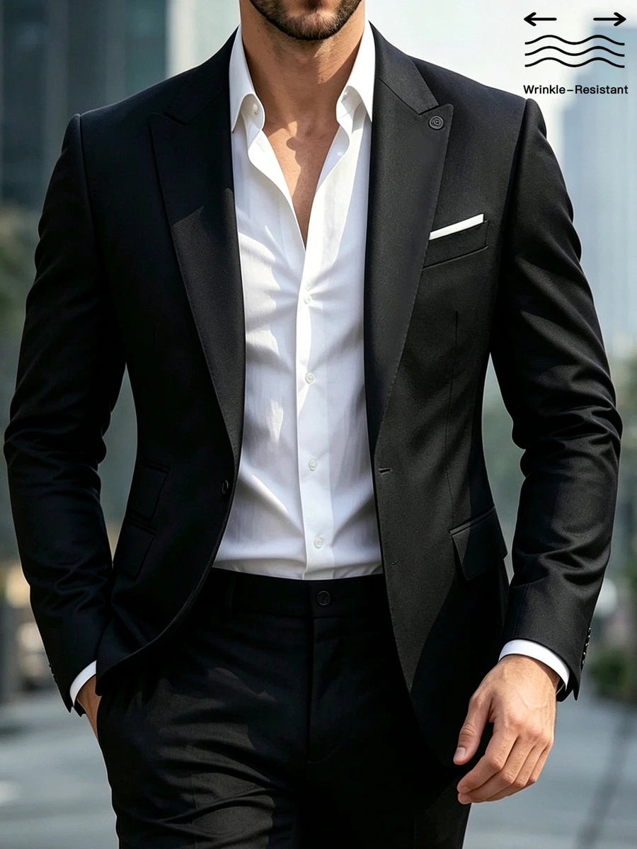Muški poslovni set sa užim krojem, sako sa špicastim reverima i pantalone