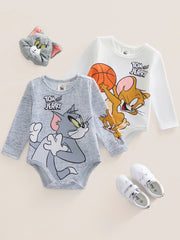 TOM & JERRY 2 komada ležerni bodi za bebe sa slatkim crtanim slovima i grafikom, dugih rukava