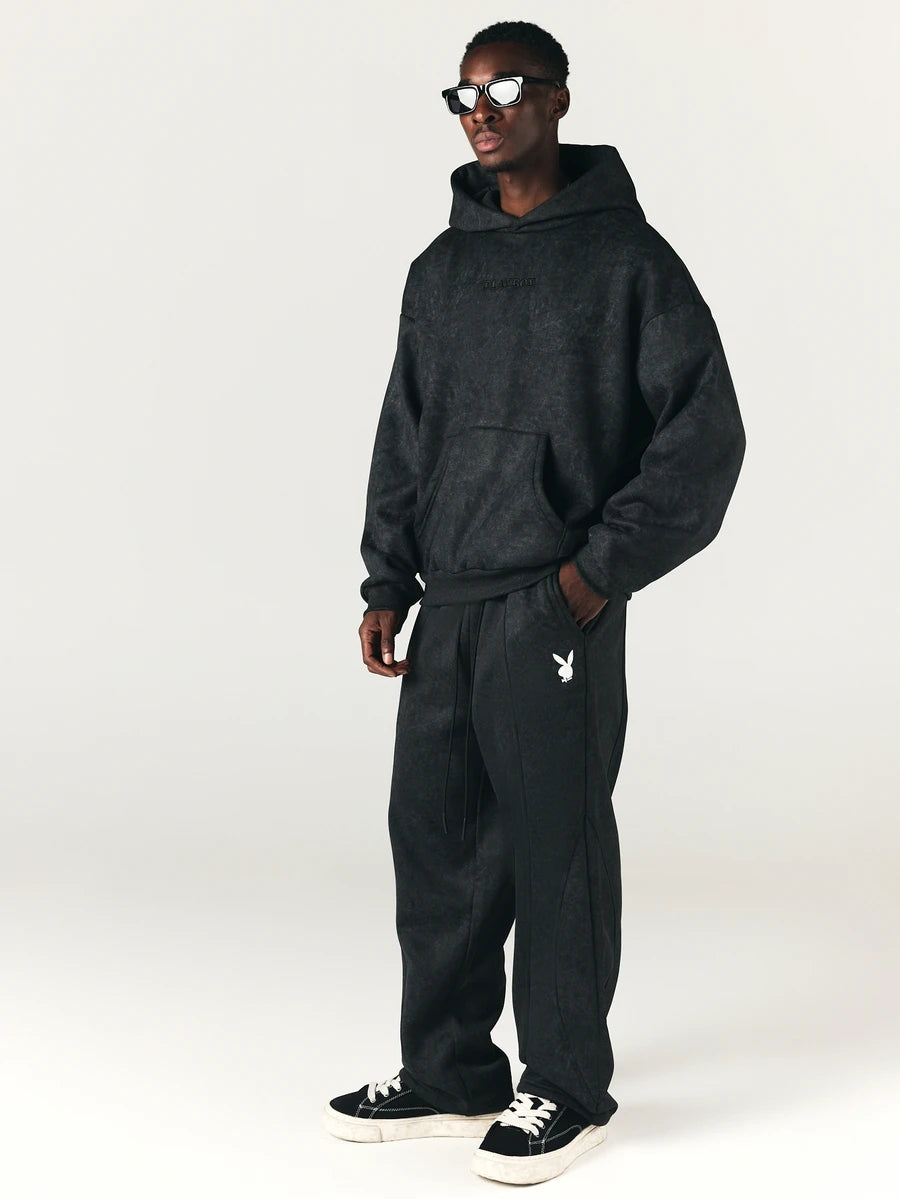 PLAYBOY X SUMWON Oversized duks sa kapuljačom, vezenim logotipom, printom na grudima