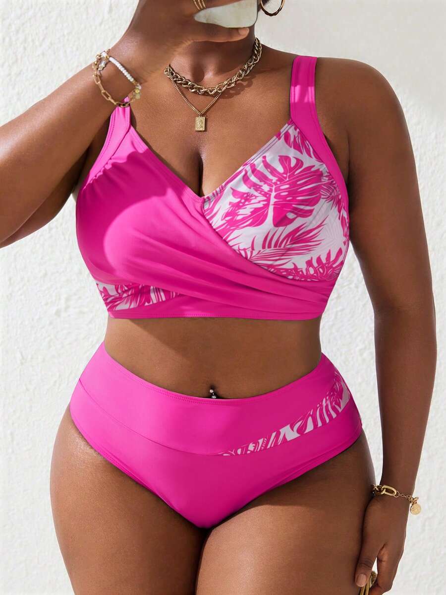 Ženski tankini set za plivanje plus size, 2 dela