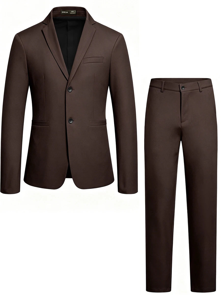 Muški set od sakoa i pantalona, slim fit, klasičan luksuzni stil, formalni, Old Money