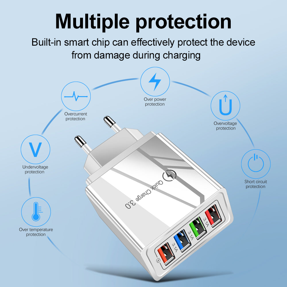 USB Quick Charge 3.0 – 4-portni adapter za telefon i tablet
