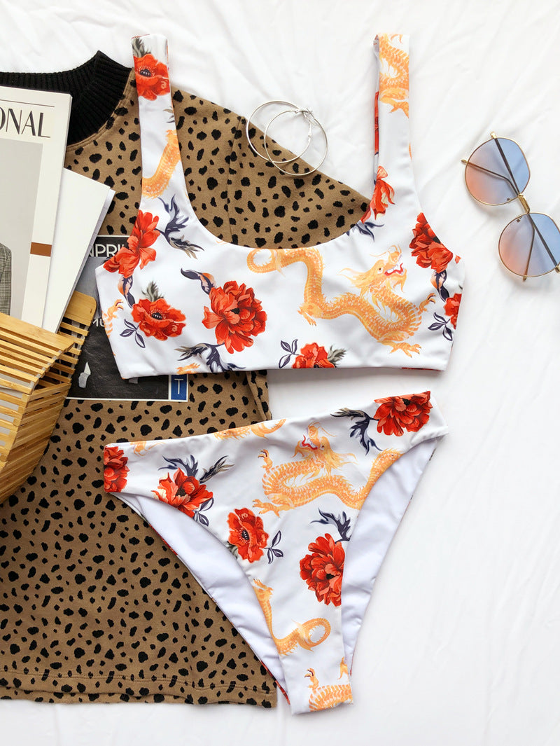 Ženski bikini kupaći kostim sa printom i tankim kaišem