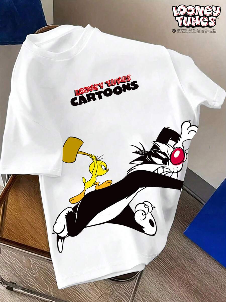 LOONEY TUNES Muška ležerna streetwear majica kratkih rukava sa crtanim printom