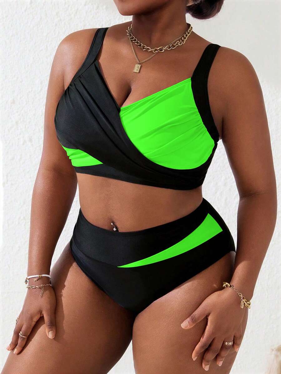 Ženski tankini set za plivanje plus size, 2 dela