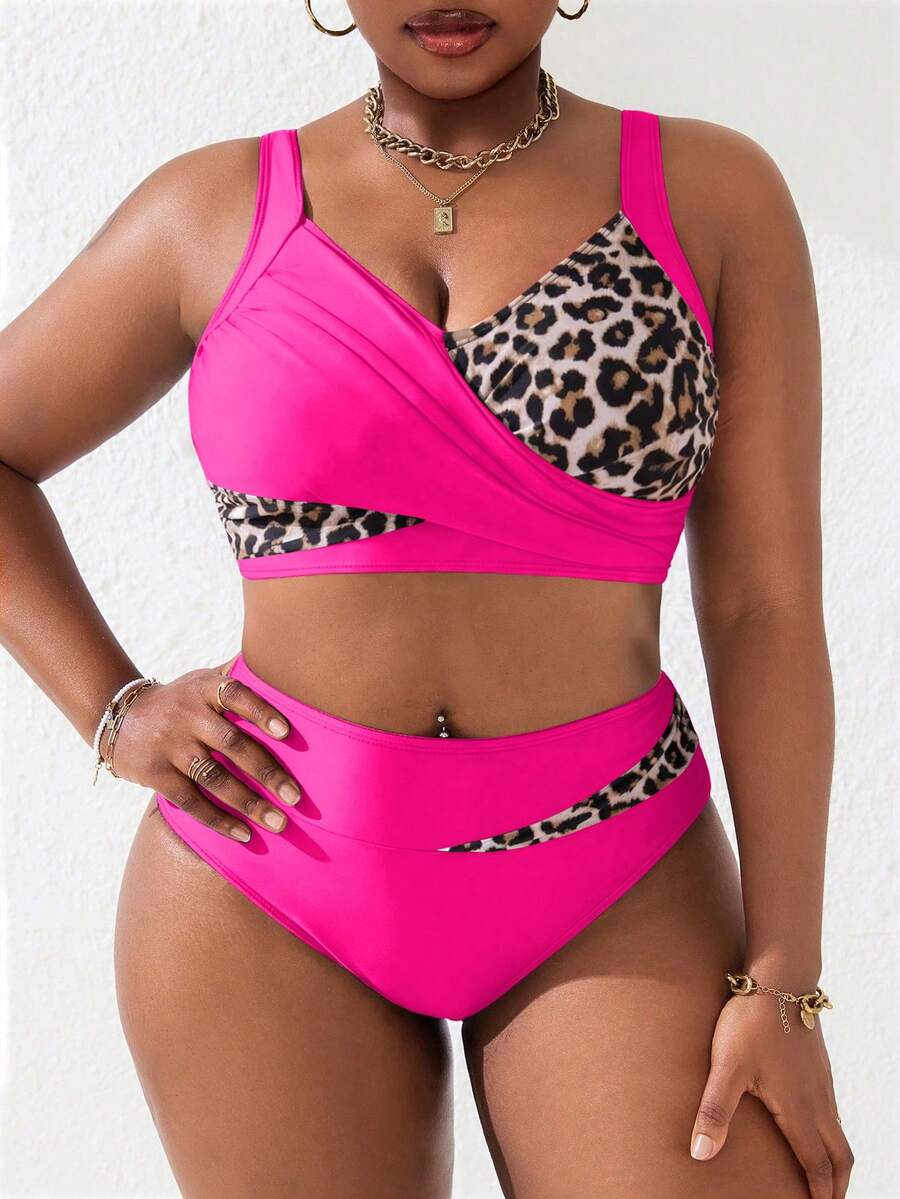 Ženski tankini set za plivanje plus size, 2 dela