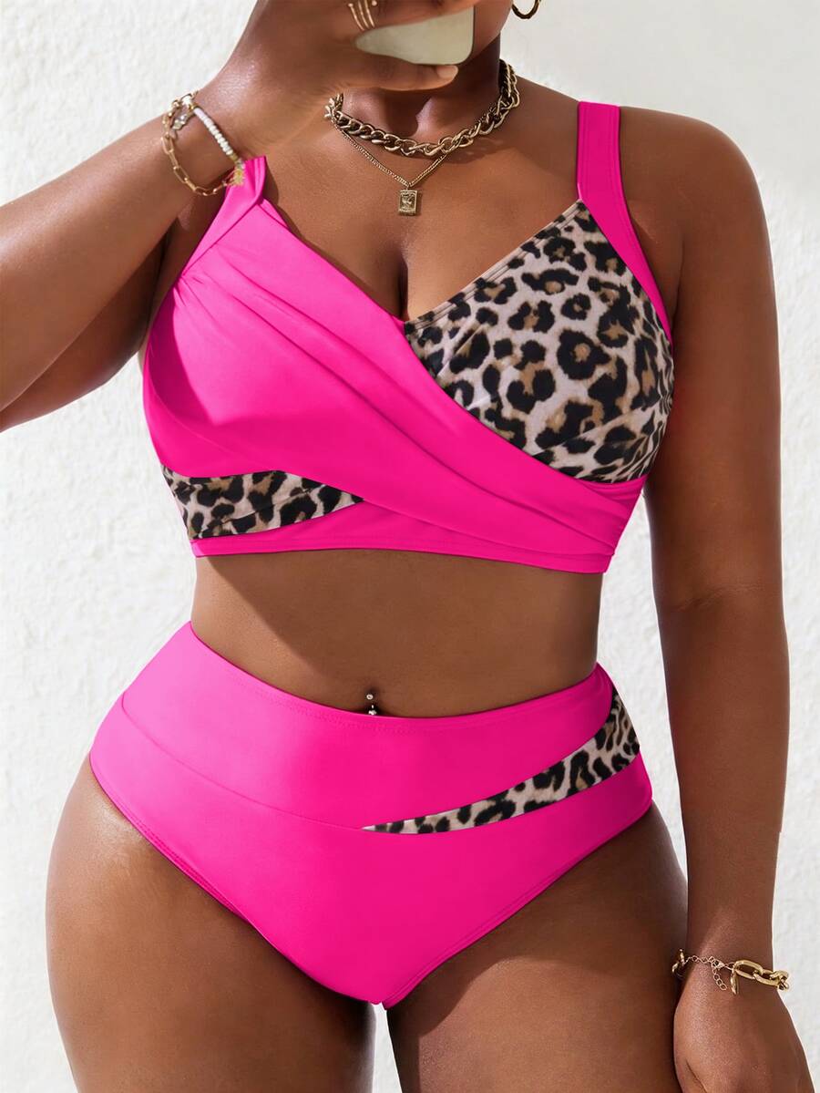 Ženski tankini set za plivanje plus size, 2 dela