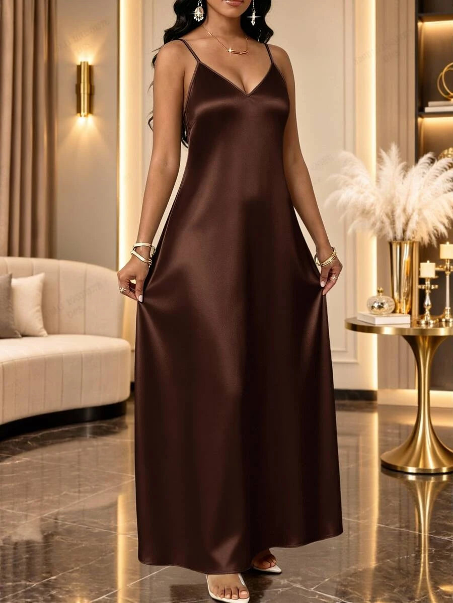 Lady Haljina sa tankim kaiš-bretelama i printom sa šljokicama, plus size