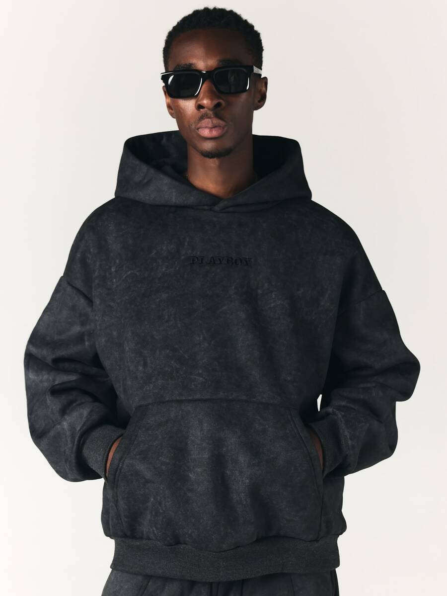 PLAYBOY X SUMWON Oversized duks sa kapuljačom, vezenim logotipom, printom na grudima
