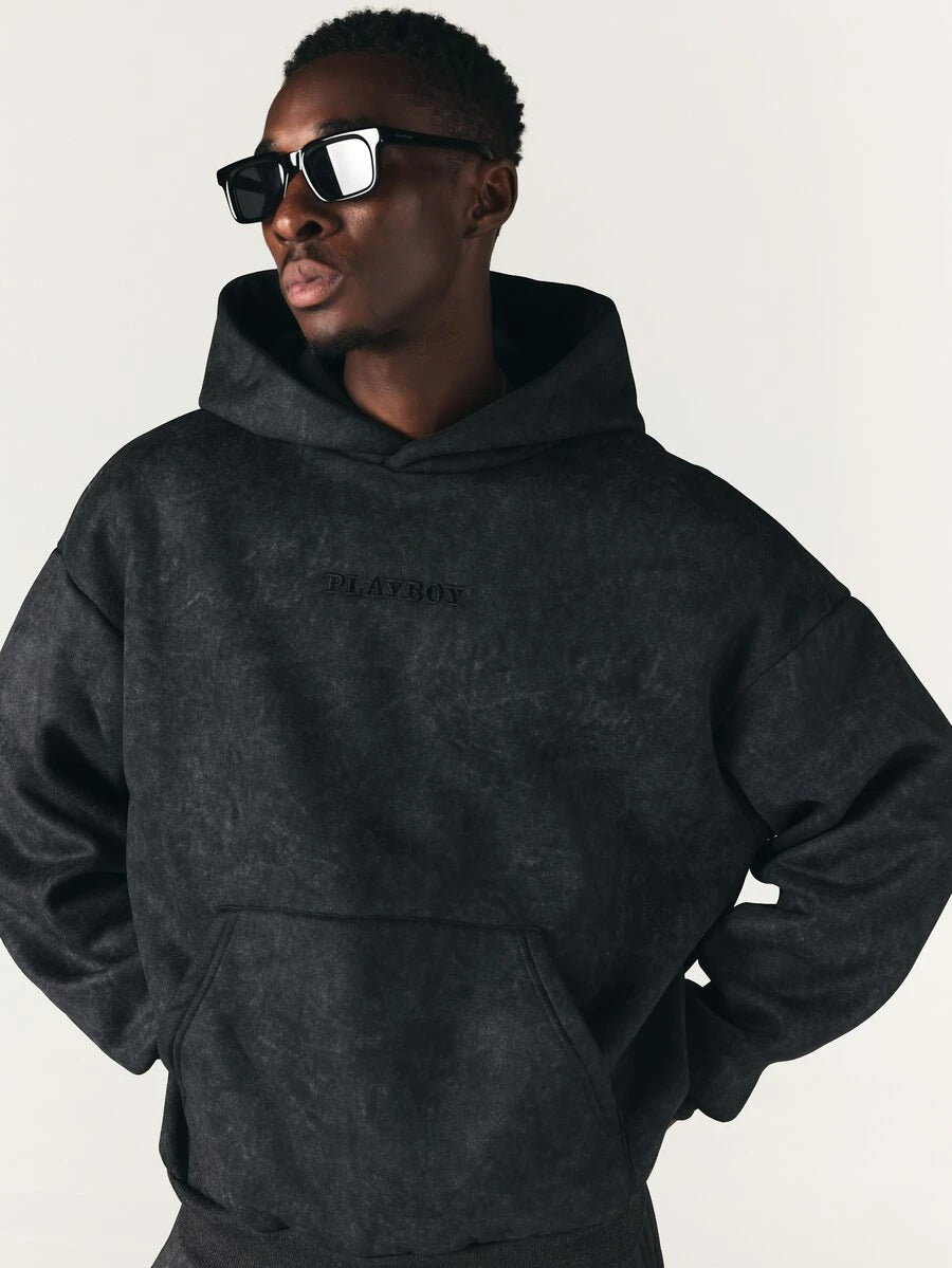 PLAYBOY X SUMWON Oversized duks sa kapuljačom, vezenim logotipom, printom na grudima