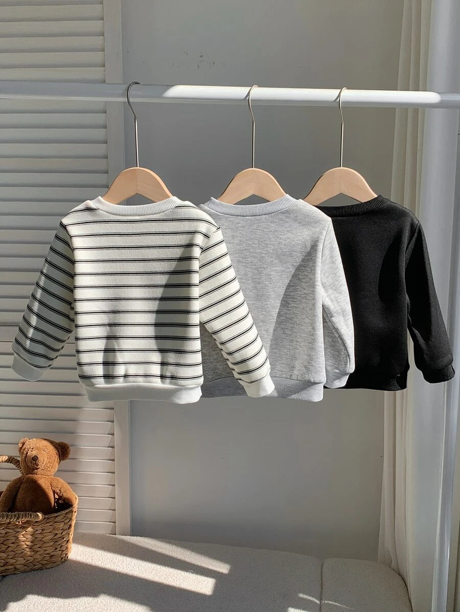 3 kom/set bebi  ležerni prugasti duks sa okruglim izrezom