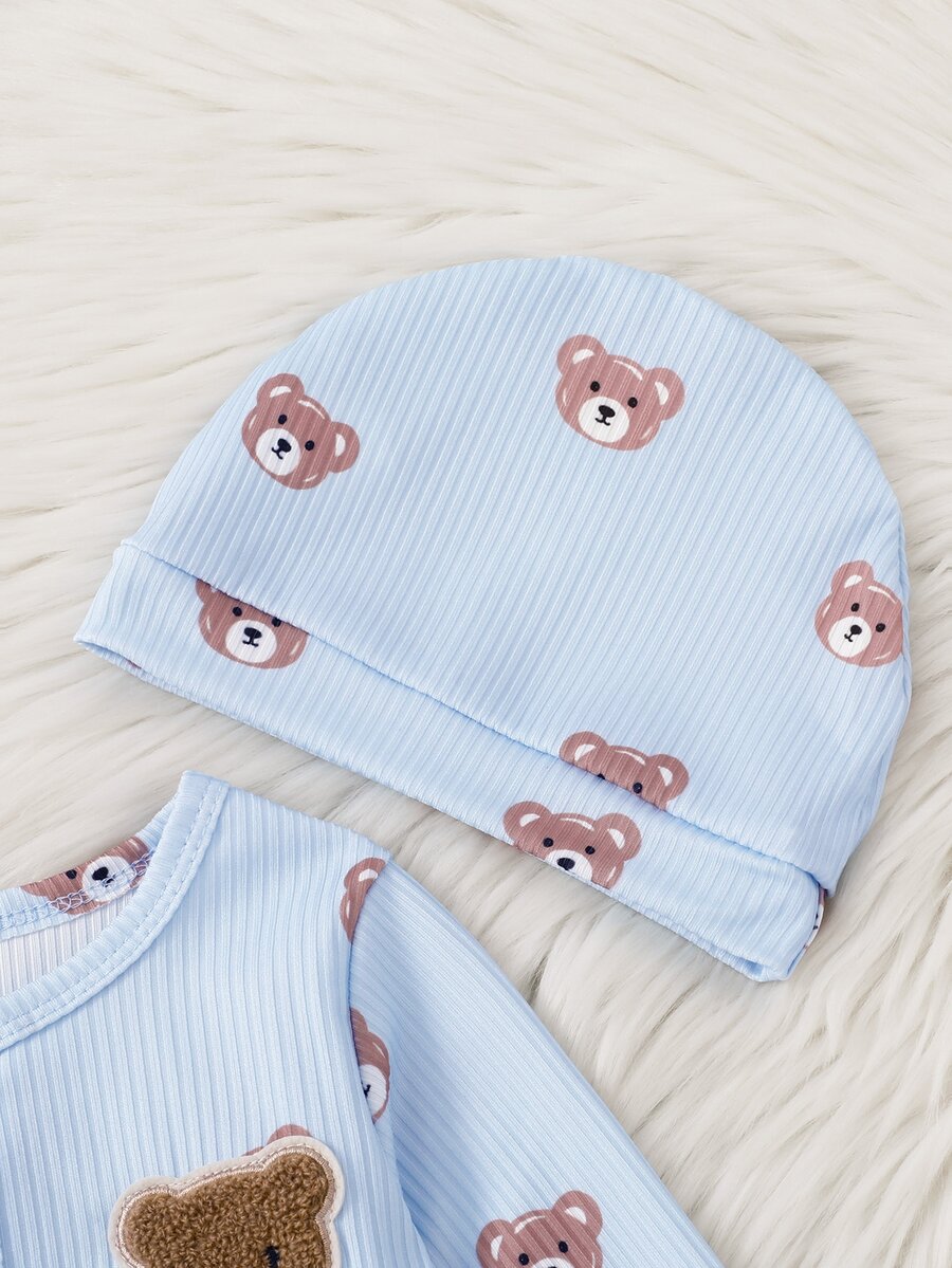 Kombinezon sa kapom, beli panda, zeleni avokado, plavi medved, slatki crtani print, mekan i udoban