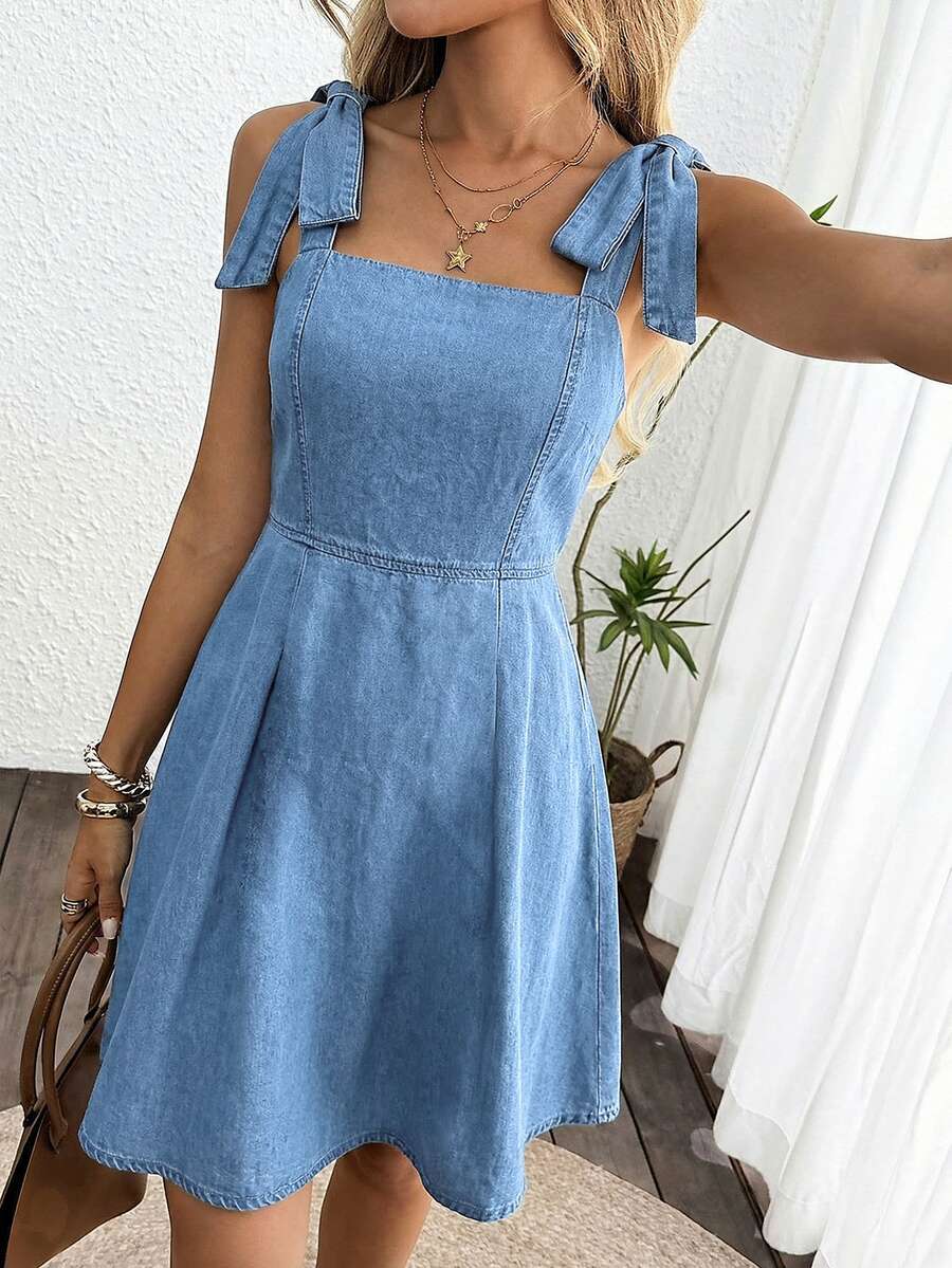 Ženska letnja ležerna teksas slip haljina, mini A-kroj haljina