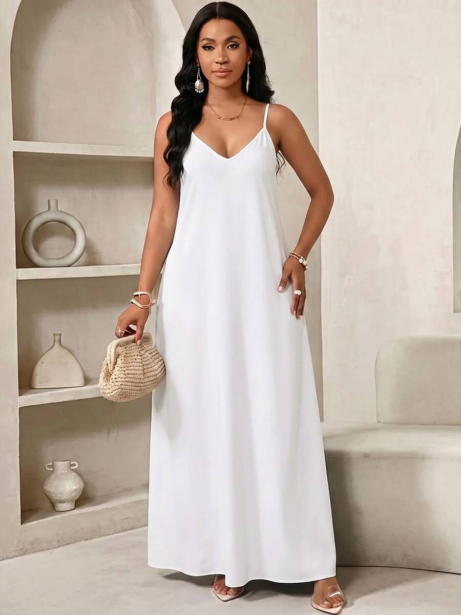 Lady Haljina sa tankim kaiš-bretelama i printom sa šljokicama, plus size